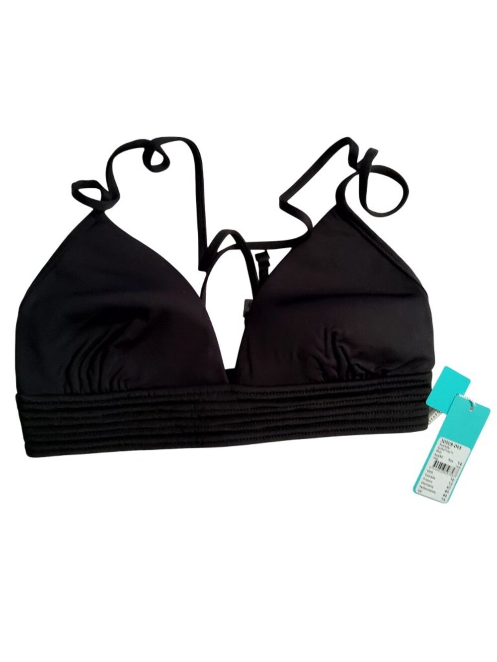 Seafolly Womens Black Triangle Bikini Top• Backb Tie Closure Size 14 With Tags - Picture 1 of 8